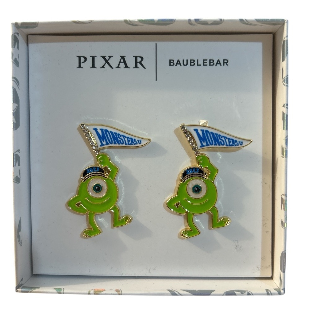 Disney BaubleBar PIXAR Monsters University Mike Wazowski Earrings